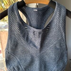 ALO Yoga Navy Blue Heather Seamless Racerback Sports Bra